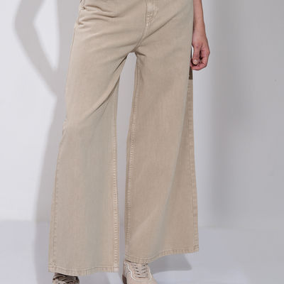 Women's Wide Leg Jeans | Beige - 34