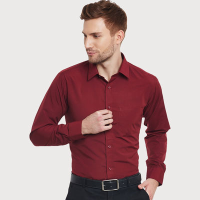 Men Maroon Solid Slim Fit Formal Shirt-44