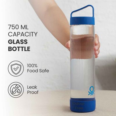 United Colors of Benetton Glass Water Bottle Silicone Base Leakproof BPA Free Durable