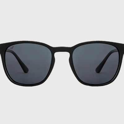 Unisex Solid Plastic Wayfarer Sunglasses | Black - L