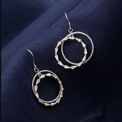 Silverfiire Sterling Silver Circle Earrings