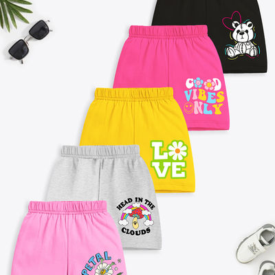 Girls' Bottomwear Printed Shorts | TRM-SRT-516 | Multicolor | 6-7 Years