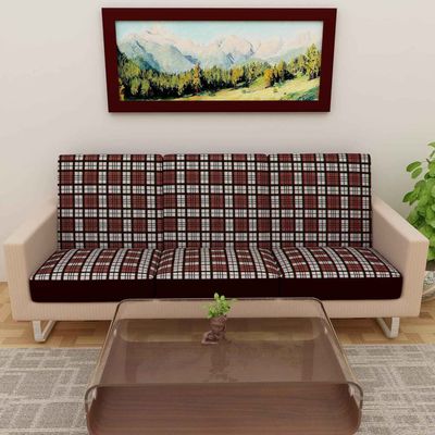 Terry Checkered Sofa Cover | Brown Pack of 6 | 23 x 23 Inch