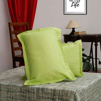 280 TC Striped Pattern Green Pillow Covers Pack of 2