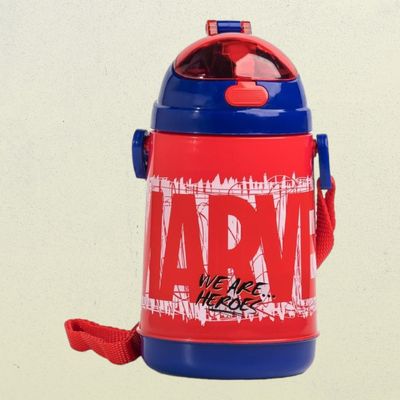 H M International Marvel Avengers Plastic Insulated Sipper Water Bottle | Multicolour - 400 ml