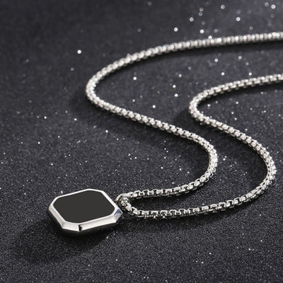 Midnight Charisma Pendant with Chain for Men and Boys| Anti-Tarnish | Silver and Black