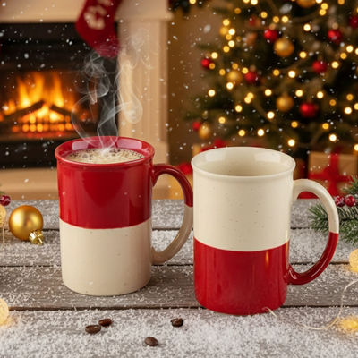 Red & White Tall Mug Set | Animal Bone Ash Free Stoneware