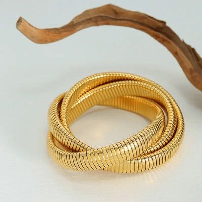 Gold Plated Triple Layer Snake Chain Tangled Bracelet