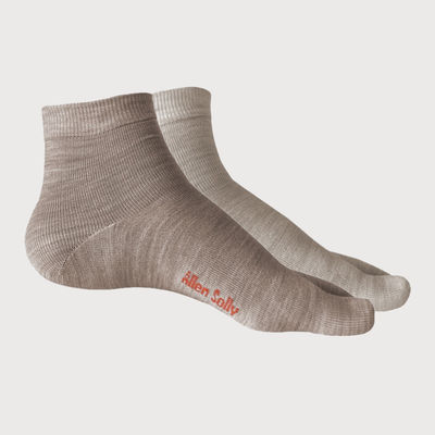 Women's Cotton Woolen Quarter Length Plain Thumb Socks - Fawn, Skin