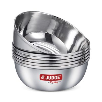 Classic SS Bowls Set 6pcs,Each 190ml,Heavy Gauge SS,Dishwasher Safe,Silver