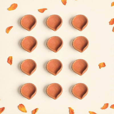 Eco Friendly Mitti Diya | Brown | Clay Diya | Pack Of 12 | Mangal Bhawan