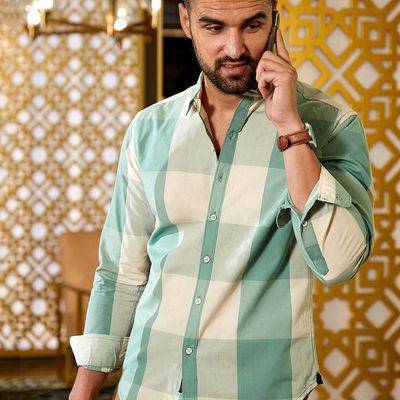 Men's Cotton Check Shirt | Multicolour - L