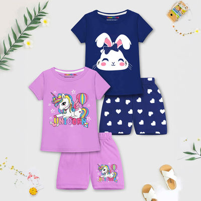 Girls' Topwear Printed Clothing Set | TRM-TSH-420-2 | Multicolor | 2-3 Years