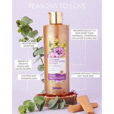 Fabessentials Sandalwood Eucalyptus Saffron Body Wash with Soothing & Moisturising Skin