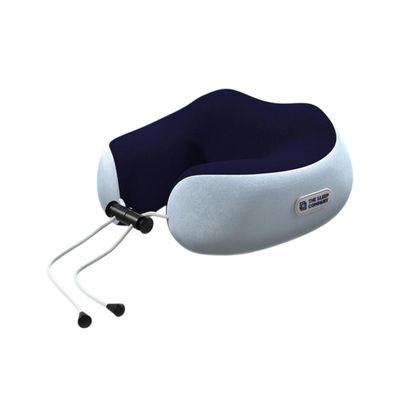 Unisex Solid Velvet Neck Pillow | Dark Blue and White - One Size