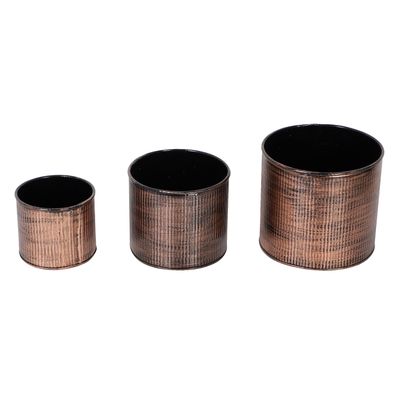 Copper Small Striped Planter Set Of 3