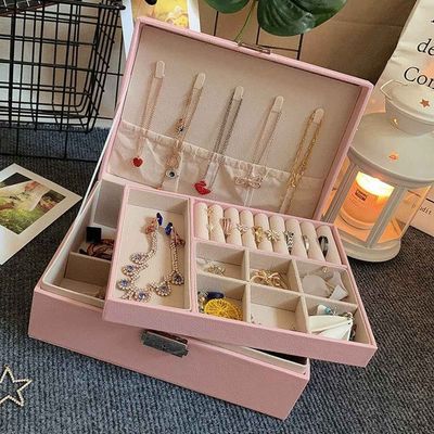 Double Layer Pu Leather Storage Jewellery Organisers Box for Women | Box1009