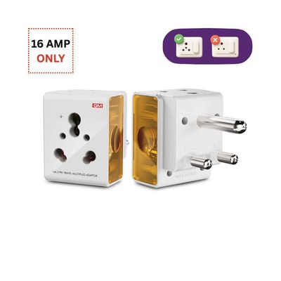 3050 16 AMP Heavy Duty Socket 3 Pin Multi Plug Travel Adaptor Suitable for heavy wattage Appliances(AC, refrigerators, Microwaves)
