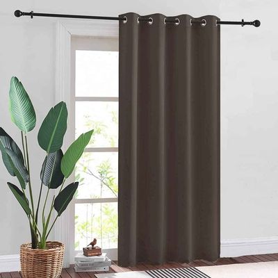 Solid Blackout Curtains Door - 7 ft - Dark Brown - Set Of 2 Curtains