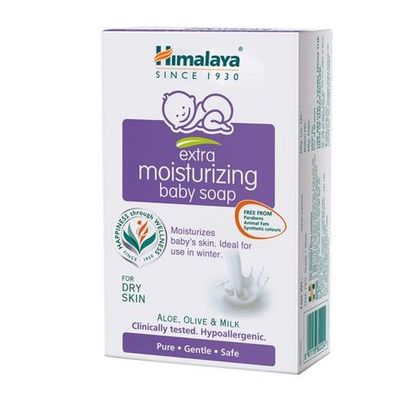 Himalaya Extra Moisturizing Baby Soap for Dry Skin|Helps Lock Moisture with Aloe-Milk Complex