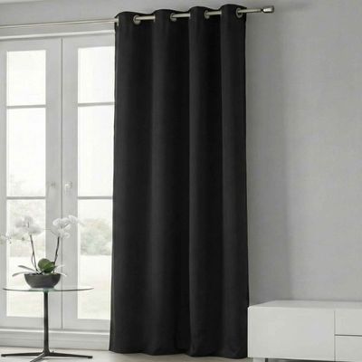 Insulated Sheild Blackout Grommet Polyester Curtain 5 Feet Black