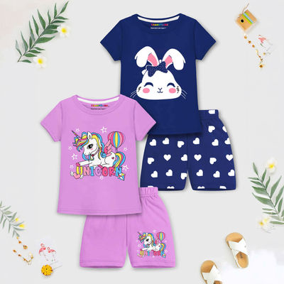 Girls' Topwear Printed Clothing Set | TRM-TSH-420-2 | Multicolor | 4-5 Years