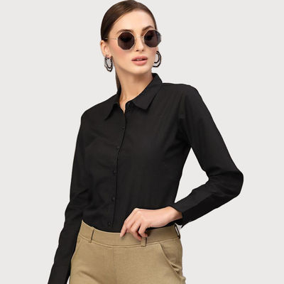 Women Black Classic Formal Shirt-Xl