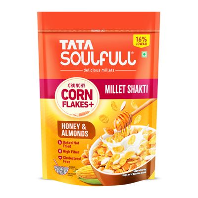 Corn Flakes, Honey & Almonds, Crunchy Corn & Millets, Baked Not Fried, High Fiber