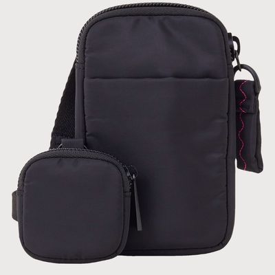 Women's Phone Bag In Recycled Nylon | Black