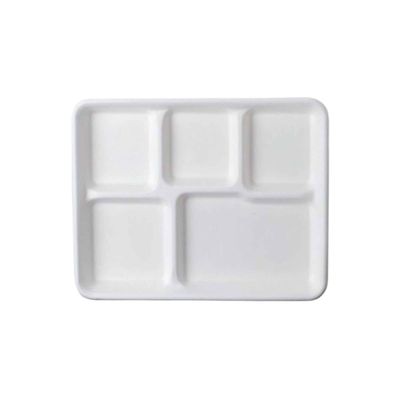 Disposable Bagasse Full Meal Plate | 5 Compartment | 8 x 10 inch | Vinay Trading