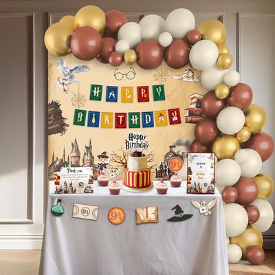 Magical Boy Theme Birthday Decoration Kit With Backdrop | Balloons | Banner -Pack Of 100