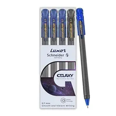 Luxor Schneider Gelaxy Gel Pen Pack Of 4 | 3 Blue Pens And 1 Black Pen, Best Gel Pen For Students