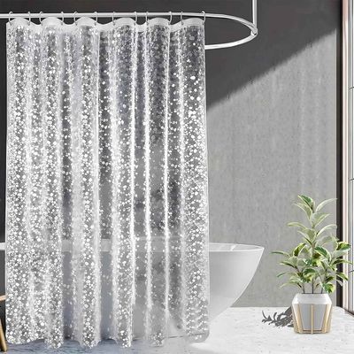 PVC Waterproof Stone Print (7 Feet) Shower Bathroom Curtain | Transparent