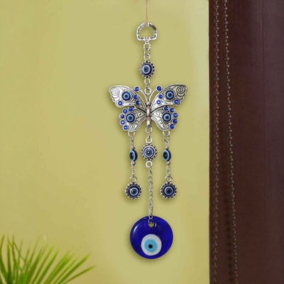 Butterfly Evil Eye Wall Hanging | Dark Blue