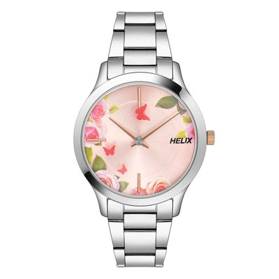 Round 37mm Pink Dial Analog Women Gift Watch - TW053HL06