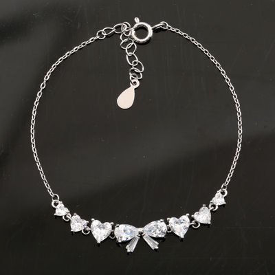Silverfiire Sterling Silver 8Inch Bow Bracelet