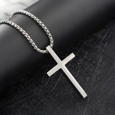 Men's Pendant | Cross Pendant with Chain | Necklace-104 | Silver