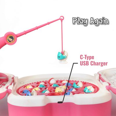 Rechargeable Fishing Game With Musical Lights & Sound - Pink