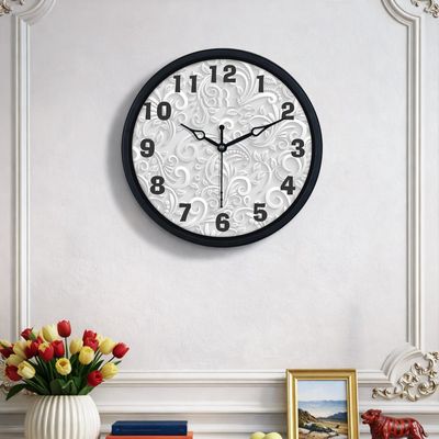 CasaCraft Pepperfry Wall Clock 8 Inch Rickford Round Contemporary Plastic BlackFrame for Decor Home