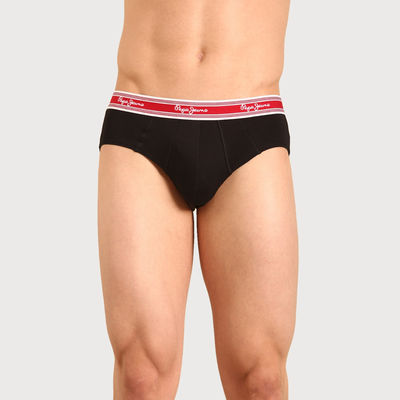 Mens Black 100% Cotton Solid Brief - Pack of 1 (M) Comfort Fit, Soft Fabric, Breathable
