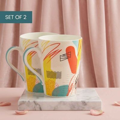 United Colors of Benetton Bone China Printed Mug | Microwave Safe | Gift Set - 320 ml