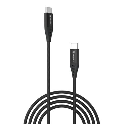 Konnect C1 20W PD Type C to Type C Unbreakable Data & Charging Cable, Nylon Braided with Metal Heads, 1M Length - Black