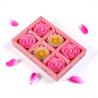 Rose Floating Wax Candles | Multicolour | Pack of 6 | Prosperro Lumo
