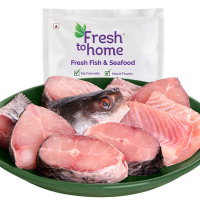 Freshtohome Rohu / Rui - Bengali Cut with Head (400g-420g Pack)