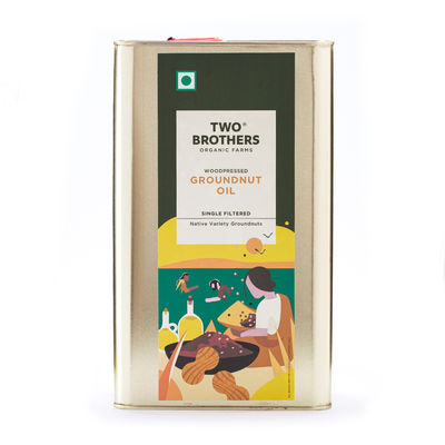 Two Brothers Groundnut (Peanut) Wood Pressed Oil Single-filtered | Tin Can