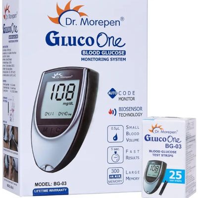 Dr. Morepen Gluco One BG-03 Blood Glucose Monitoring System with 25 Test Strip