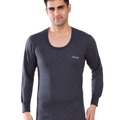Round Neck Full Sleeve Thermal Top For Men | Charcoal | 85 | M