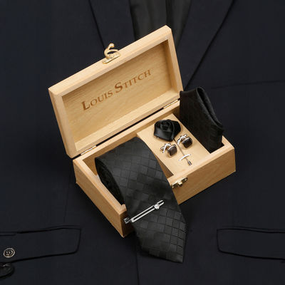 Louis Stitch Men's Silk Necktie Set | Black - Standard