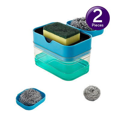 Premium Soap Dispenser 2 In 1 - Ss Scourer & Sponge With Scrubber Combo
