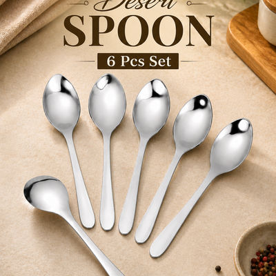 Everest Stainless Steel Desert Big Regular Spoon | Set of 6 Pcs